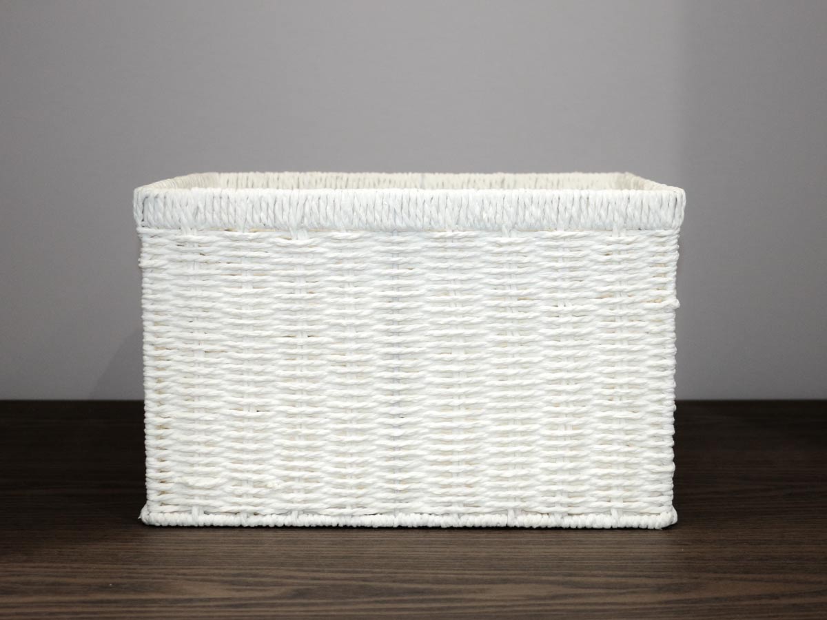 rectangular double handed basket white