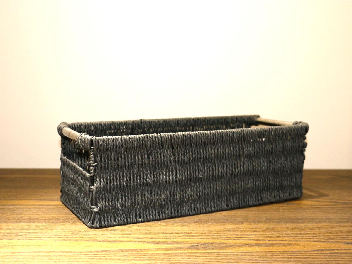 black rectangular basket large silver handed