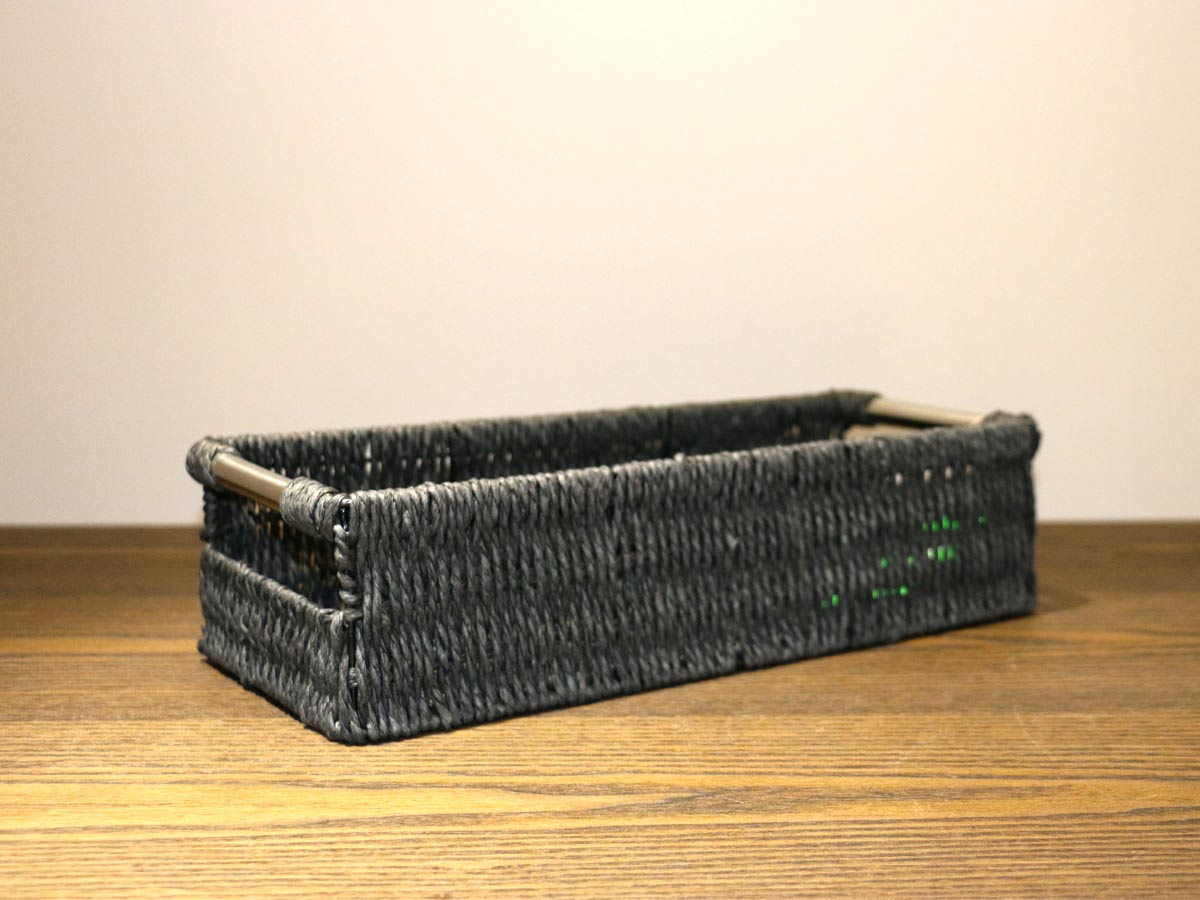 black rectangular basket small silver handed