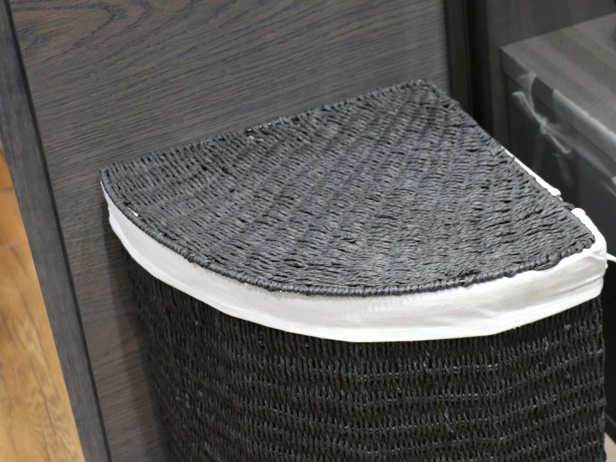 corner laundry basket black with fabric lining