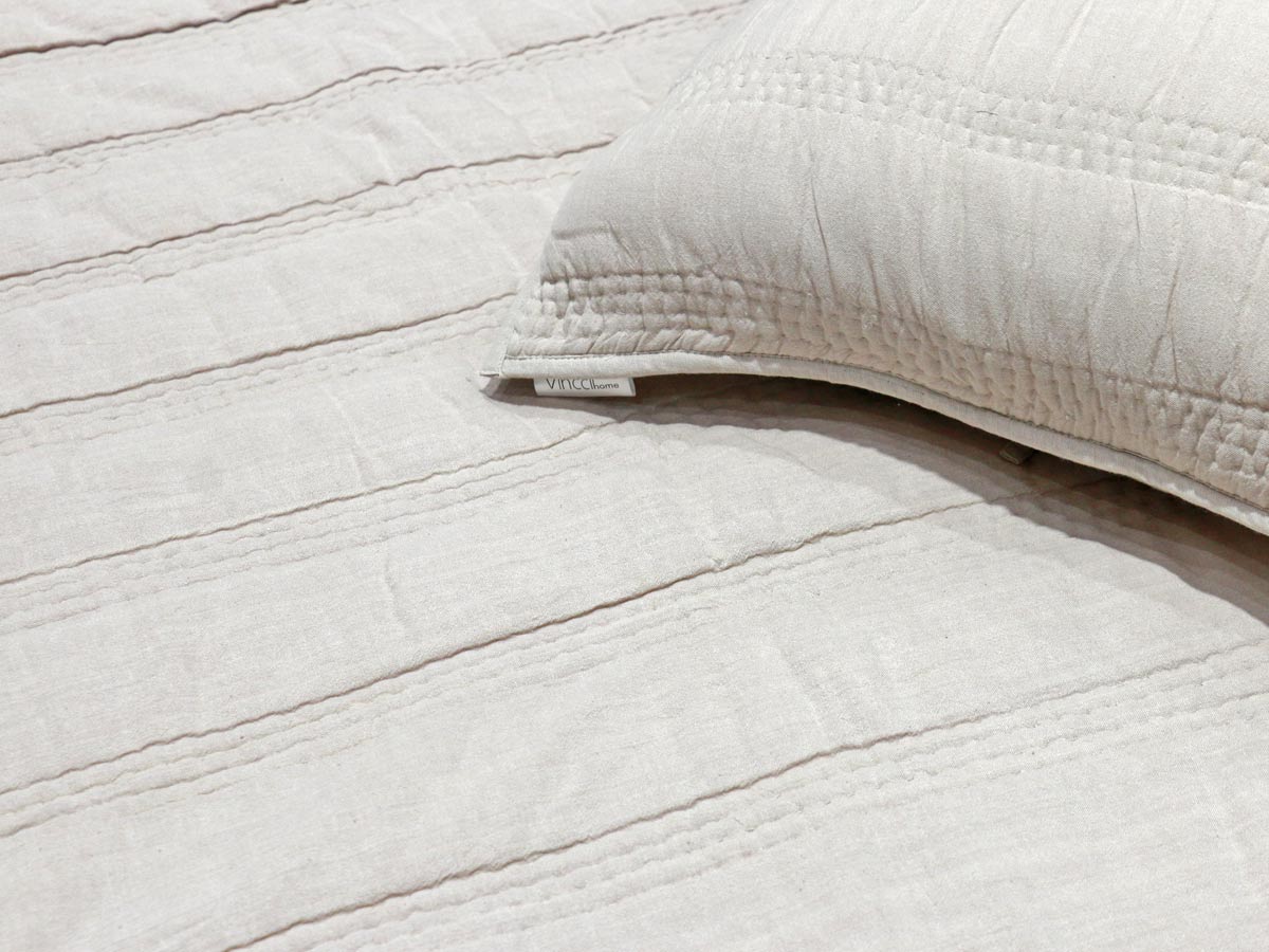 quilted linen quilt 220x240 cm with two cushion covers