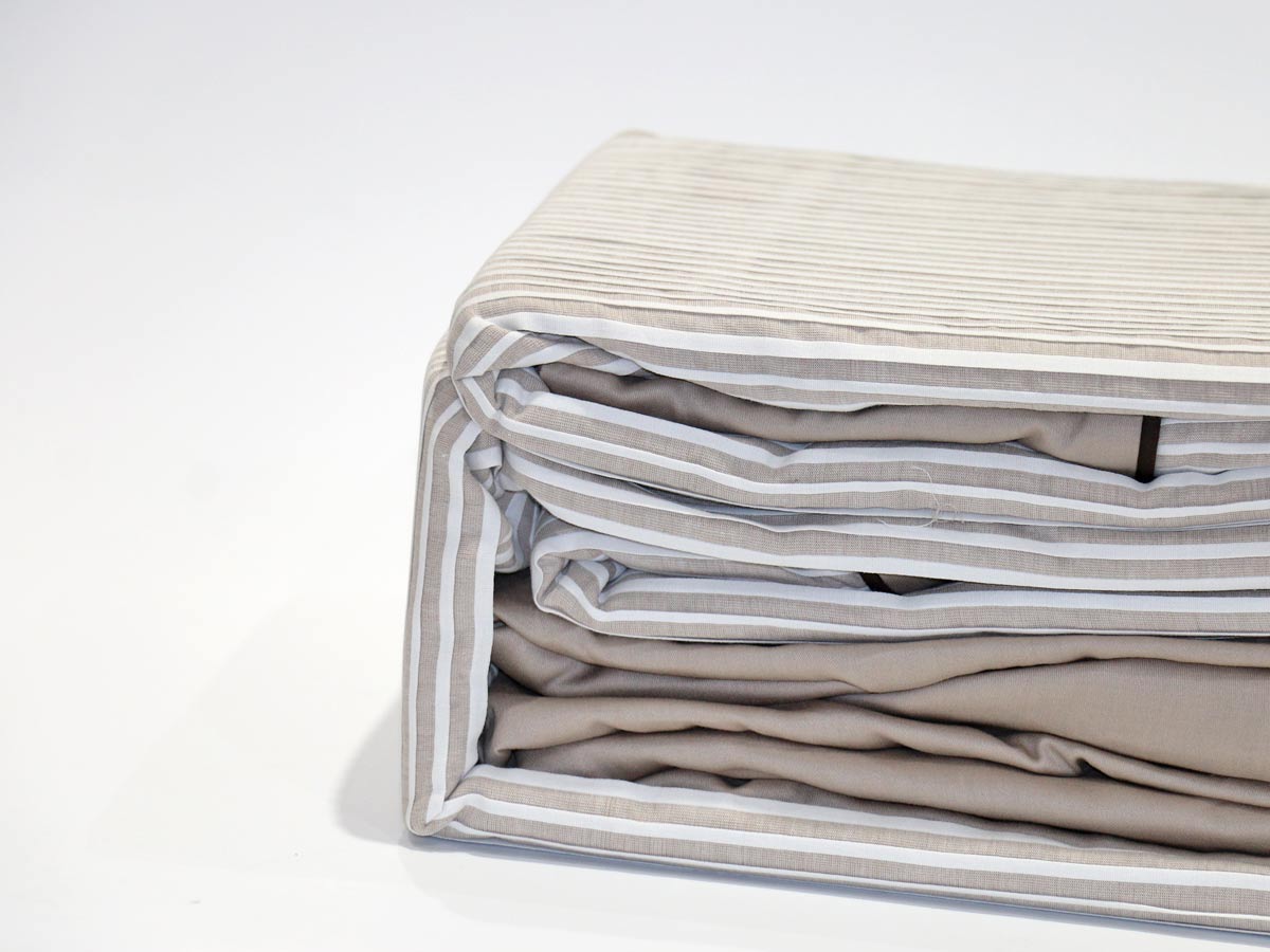 brown pleated bed set queen 100% cotton with two pillow covers