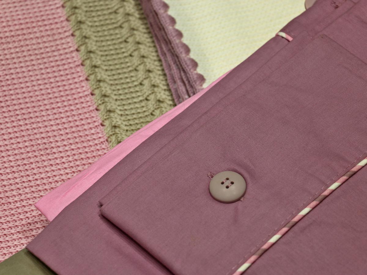 double knitted blanket set lilac pink