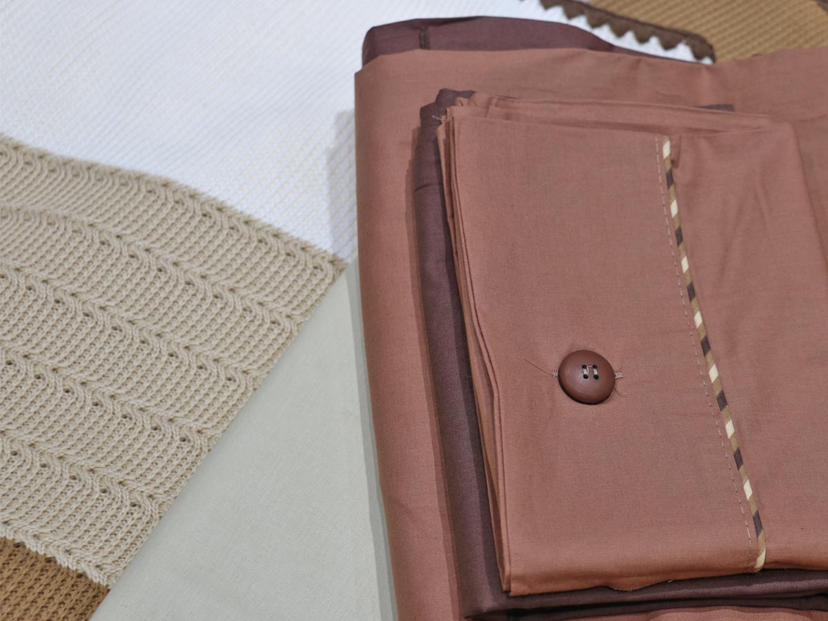 double knitted blanket set brown beige