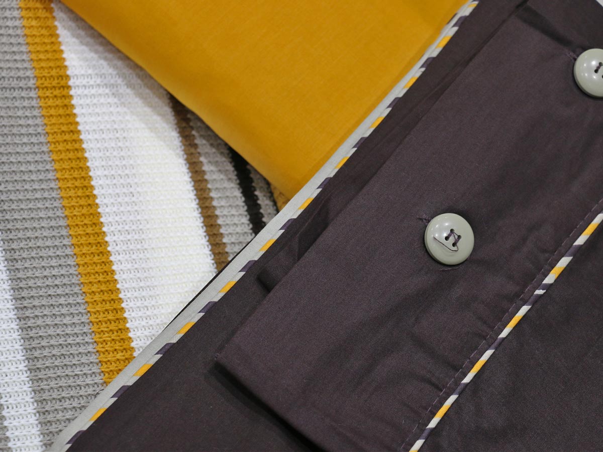 single knitted blanket set brown mustard