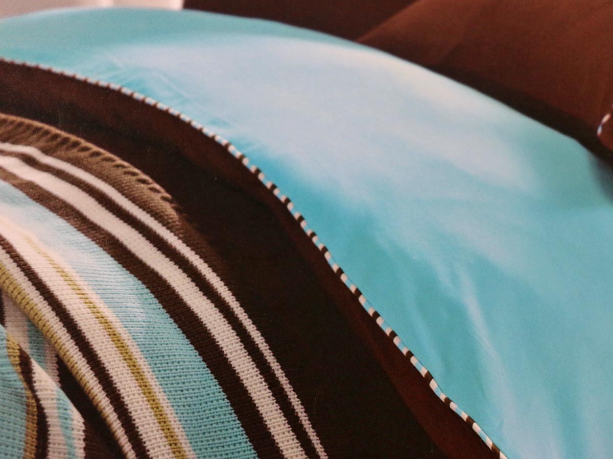 single knitted blanket set brown turquoise