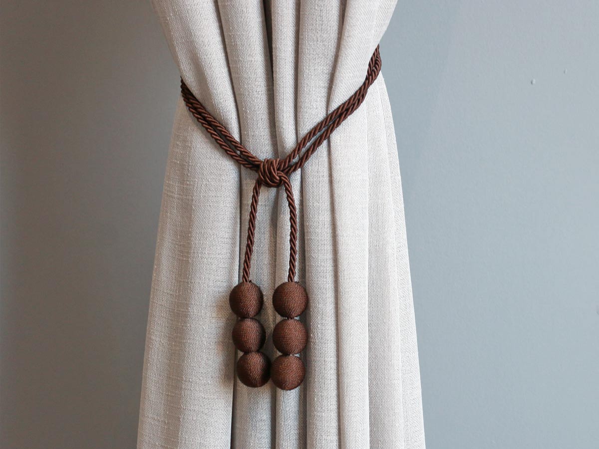 satin balls dark brown curtain accessories