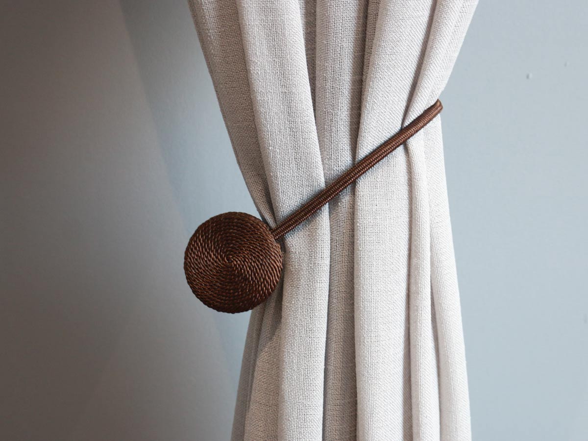 satin brown magnet curtain tie