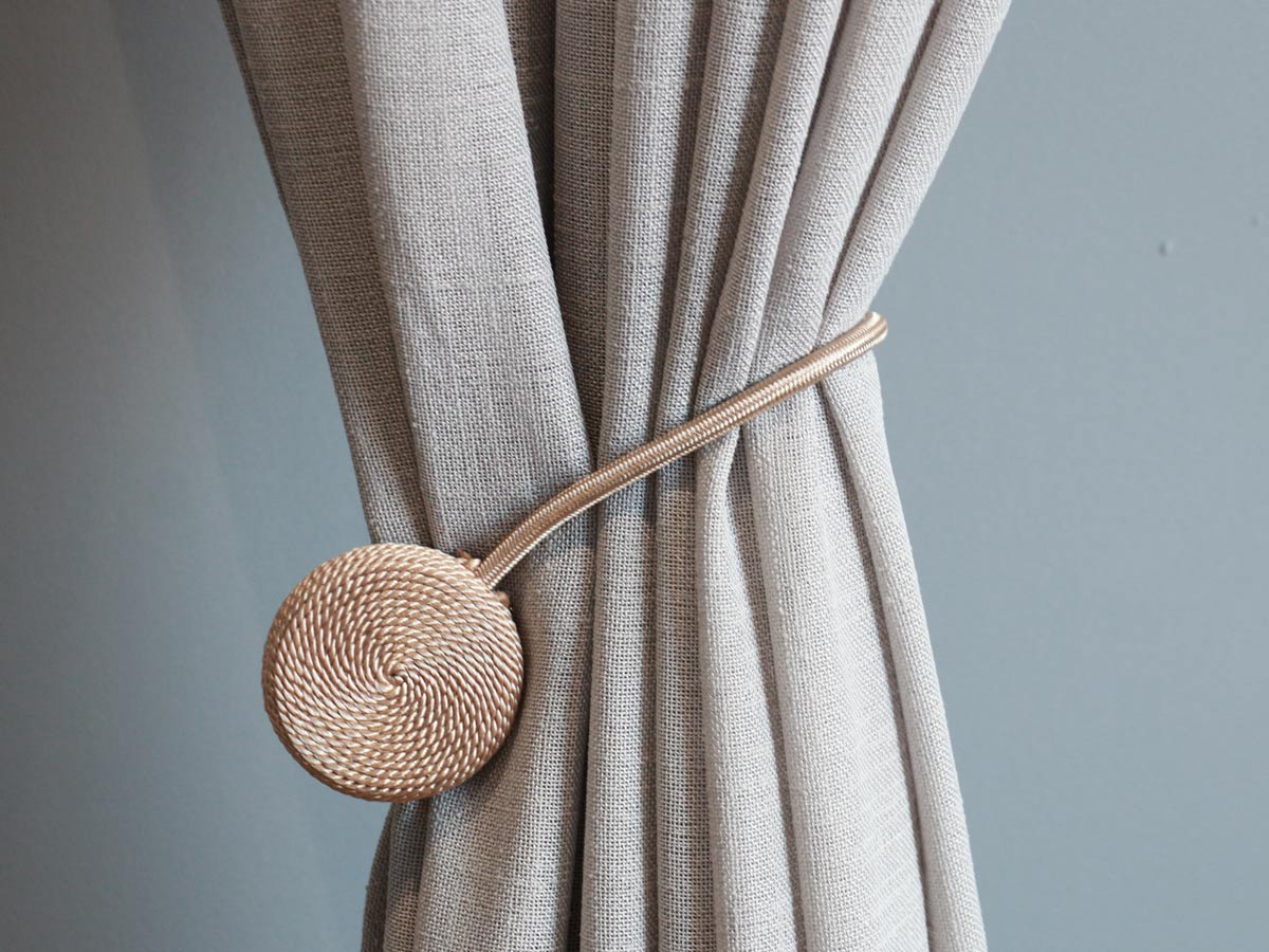 satin golden magnet curtain tie