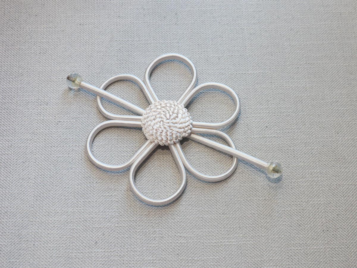 satin flower ecru curtain tie