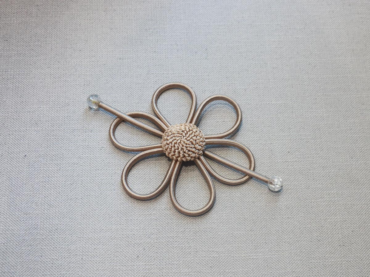 satin flower golden curtain tie