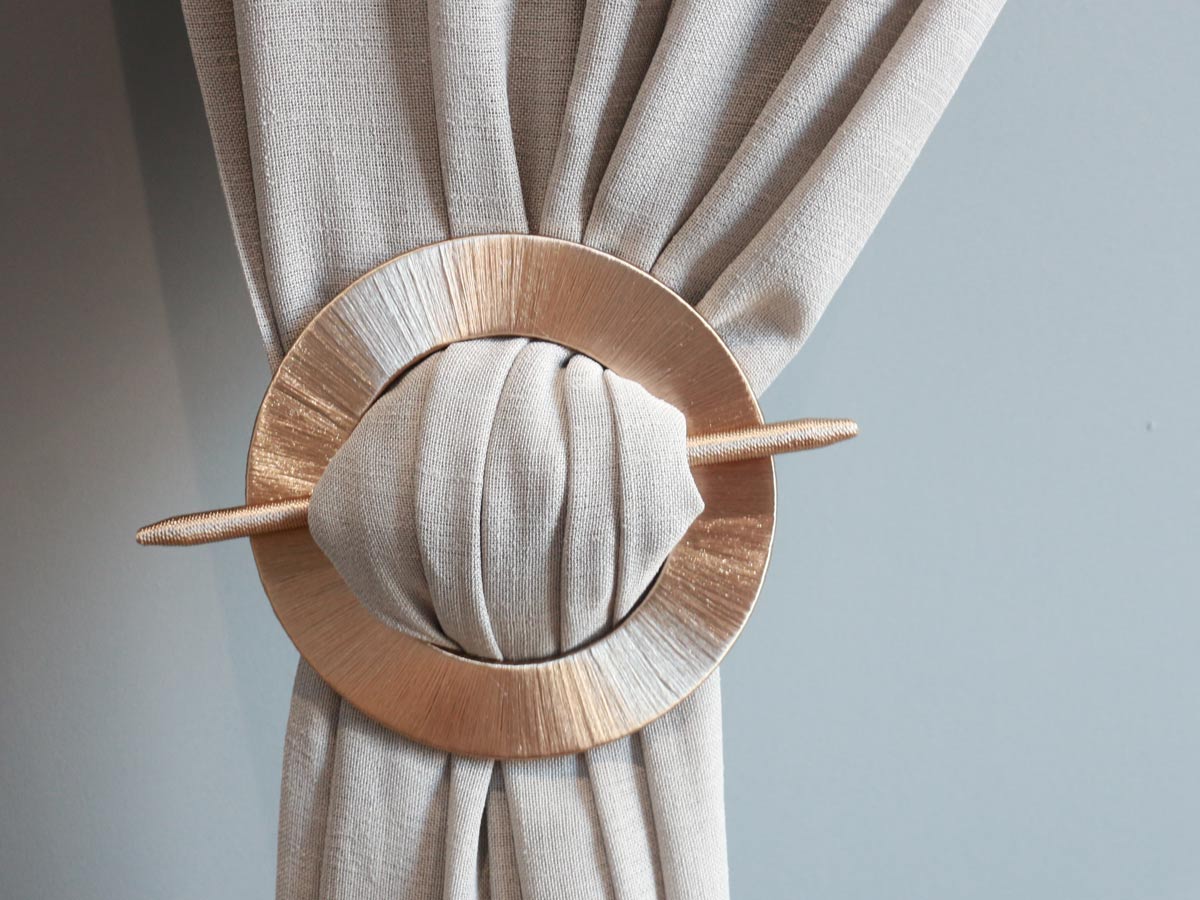 round satin gold curtain tie