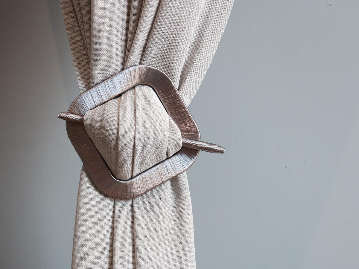 square satin grey curtain tie