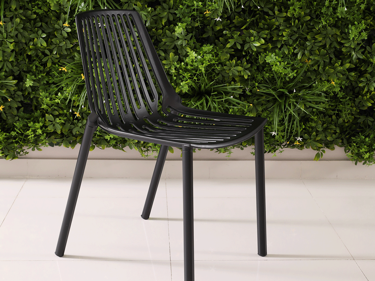 black aluminum chair