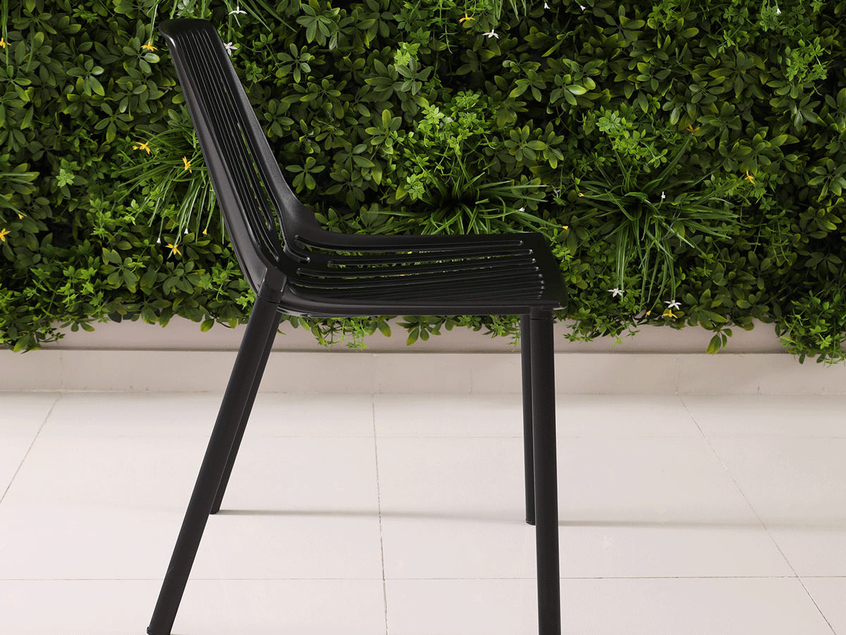 black aluminum chair
