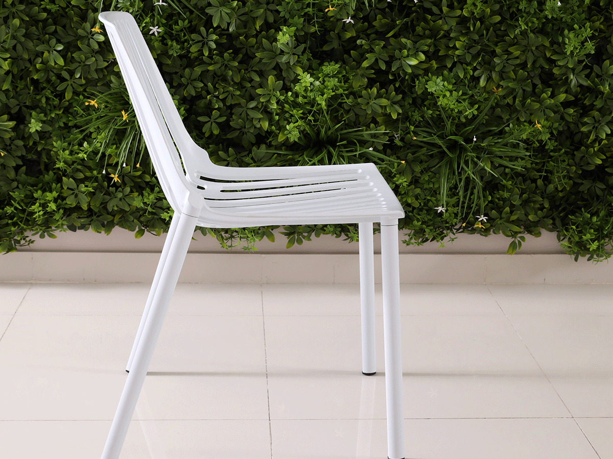 white aluminum chair
