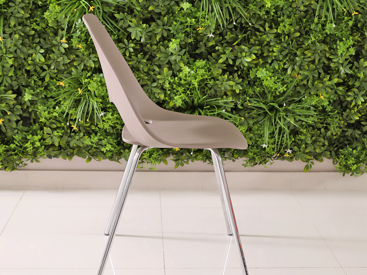 WARM GREY CHAIR-CHROMED LEG