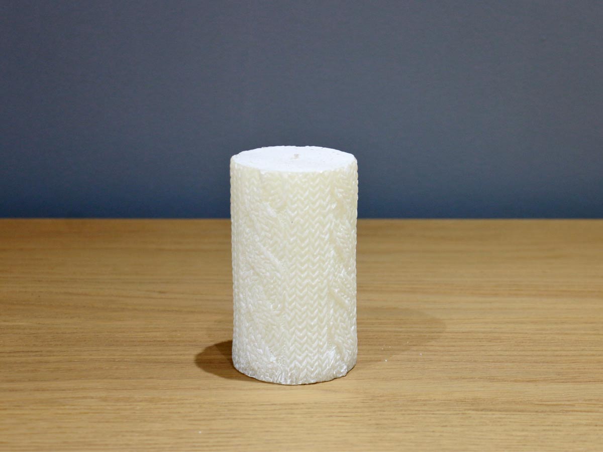 wool design white candle 12.5 cm