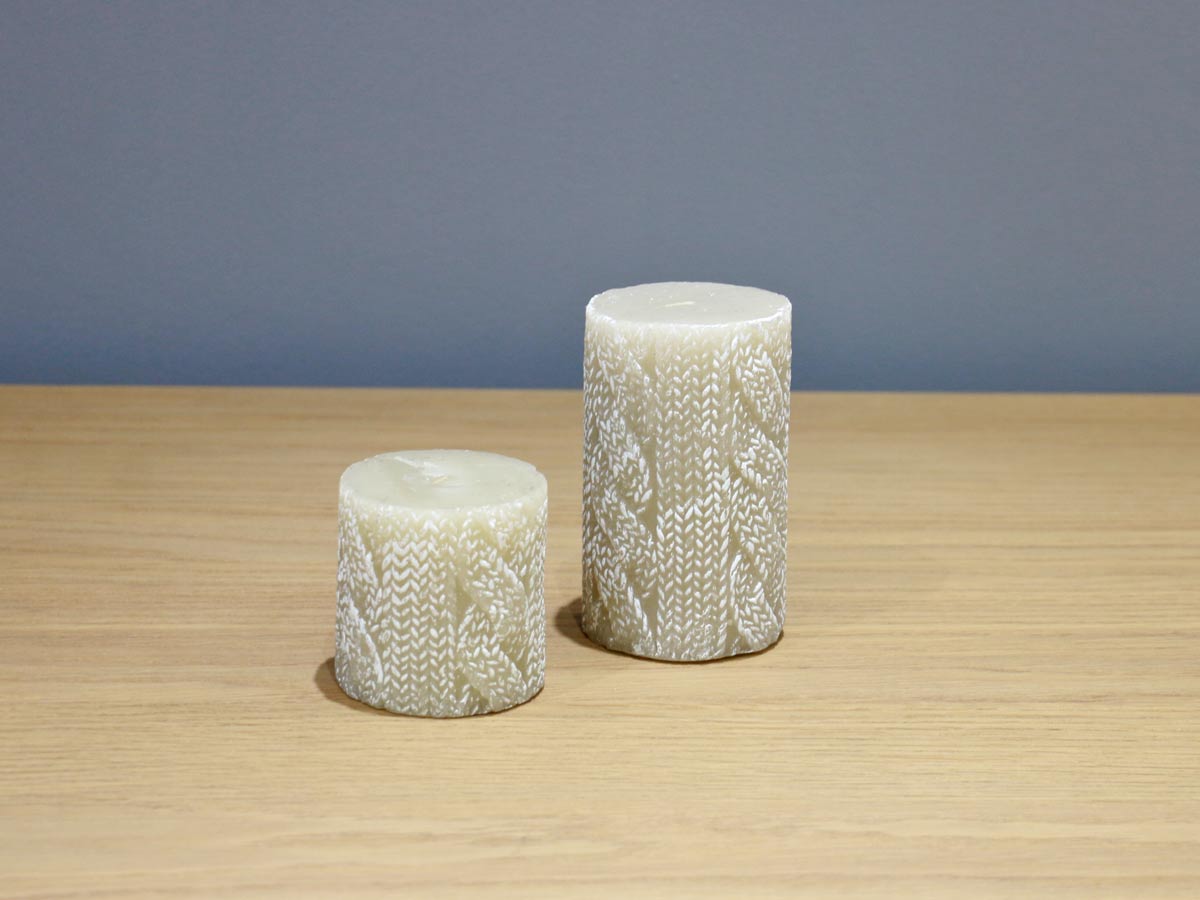 wool design beige candle 12.5 cm
