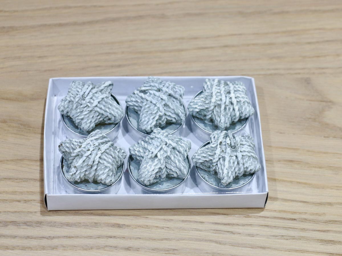 grey stars mini candles (set of 6)