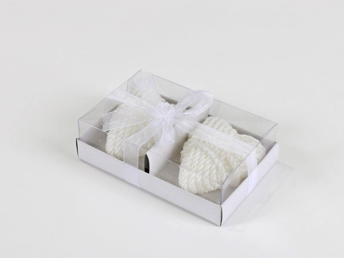 white heart candle (set of 2)