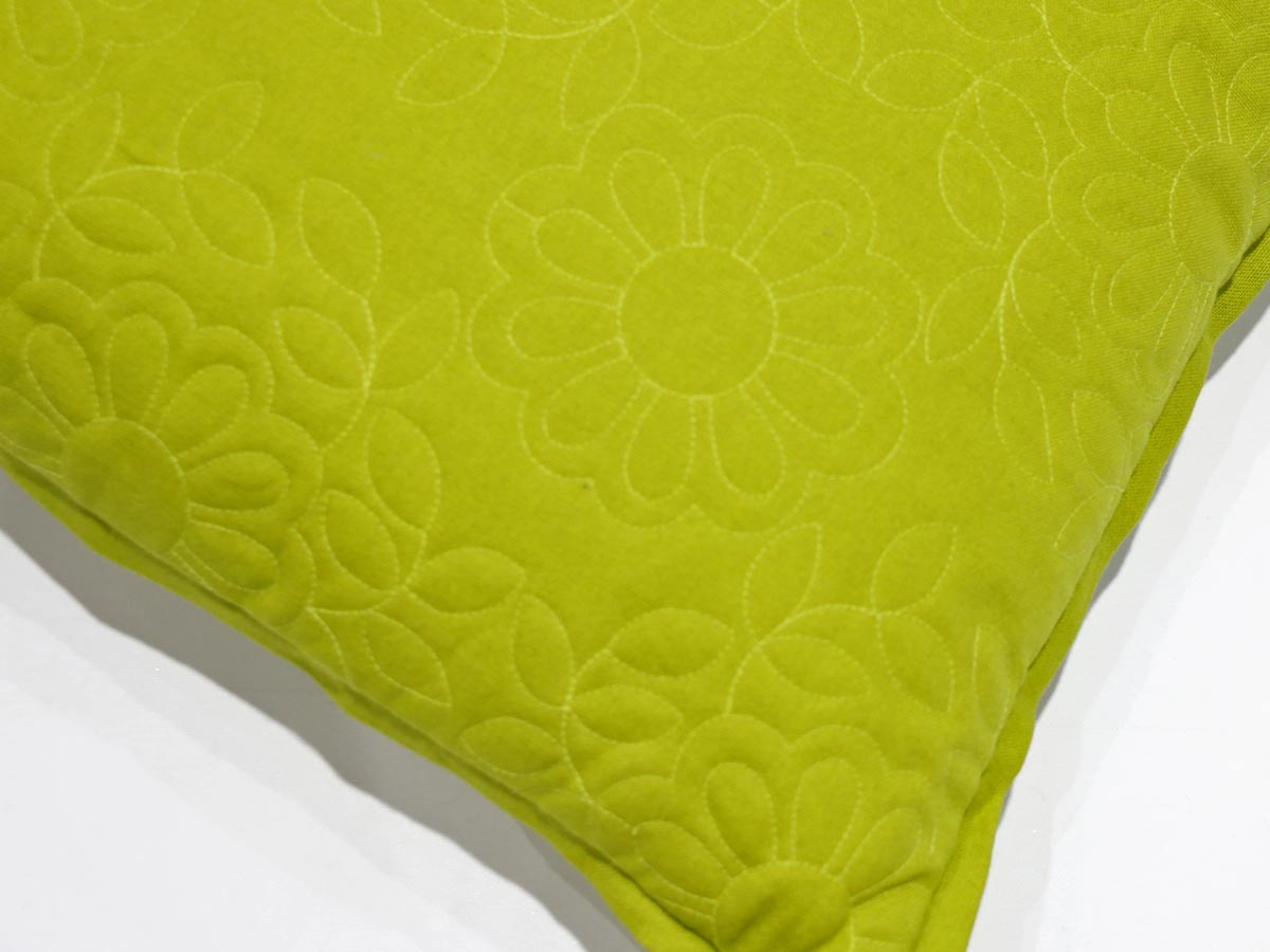 cushion with embroidery green 45x45 cm