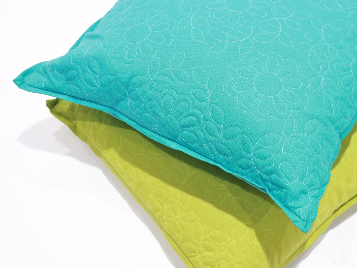 cushion with embroidery turquoise 45x45 cm