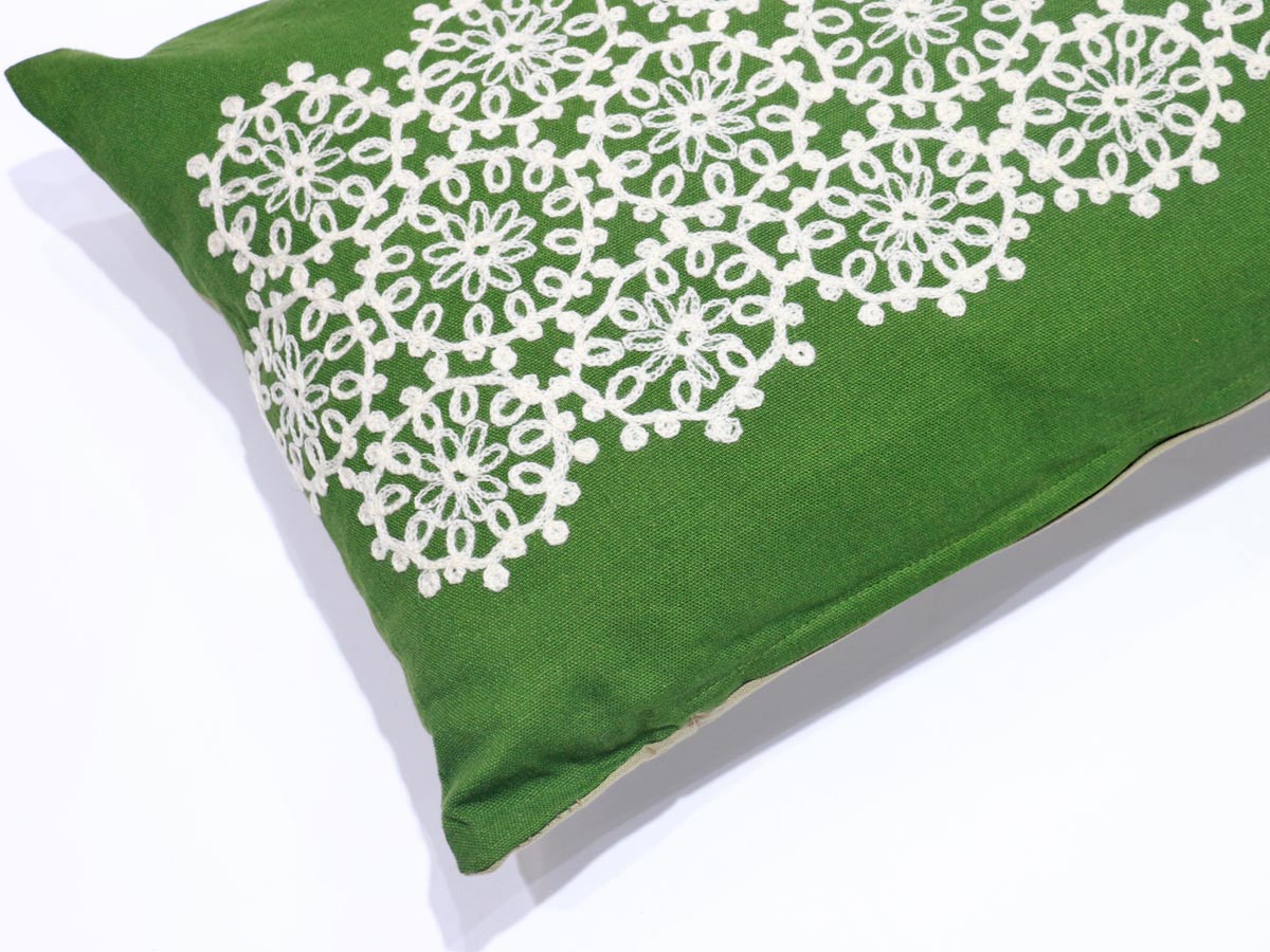 artisanal cushion green 30x60 cm