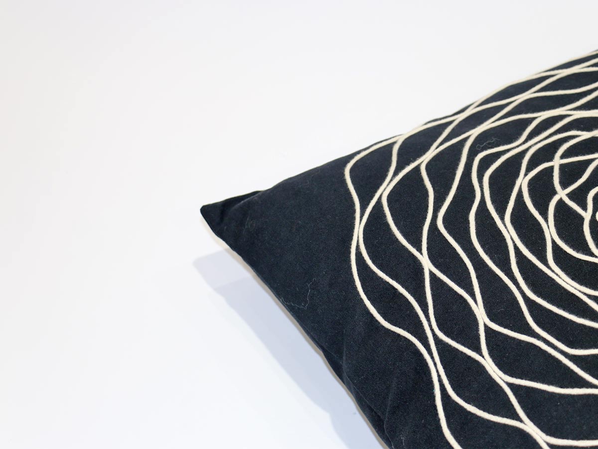 black cushion with flower 45x45 cm