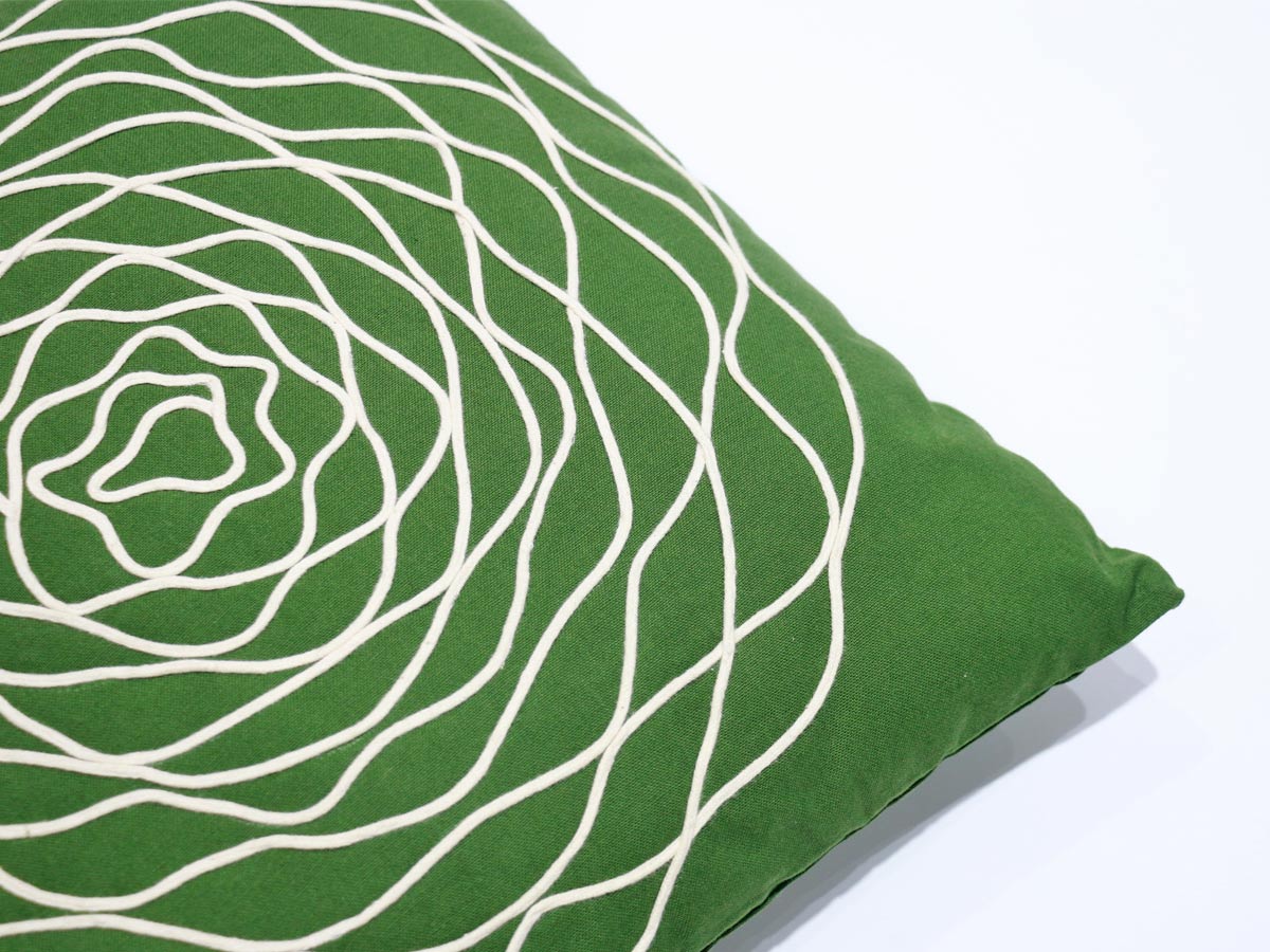 green cushion with flower 45x45 cm