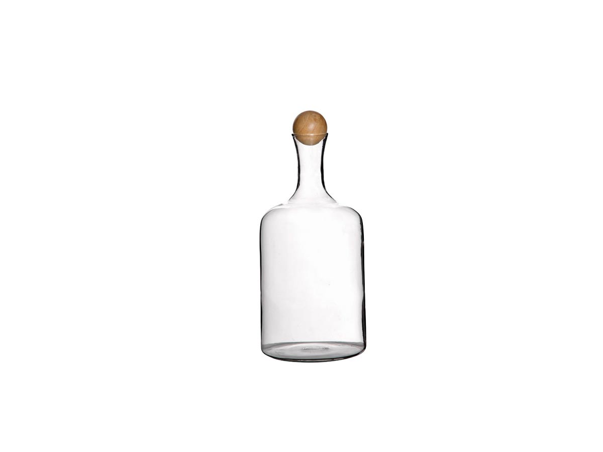 clear bottle with natural wood medium