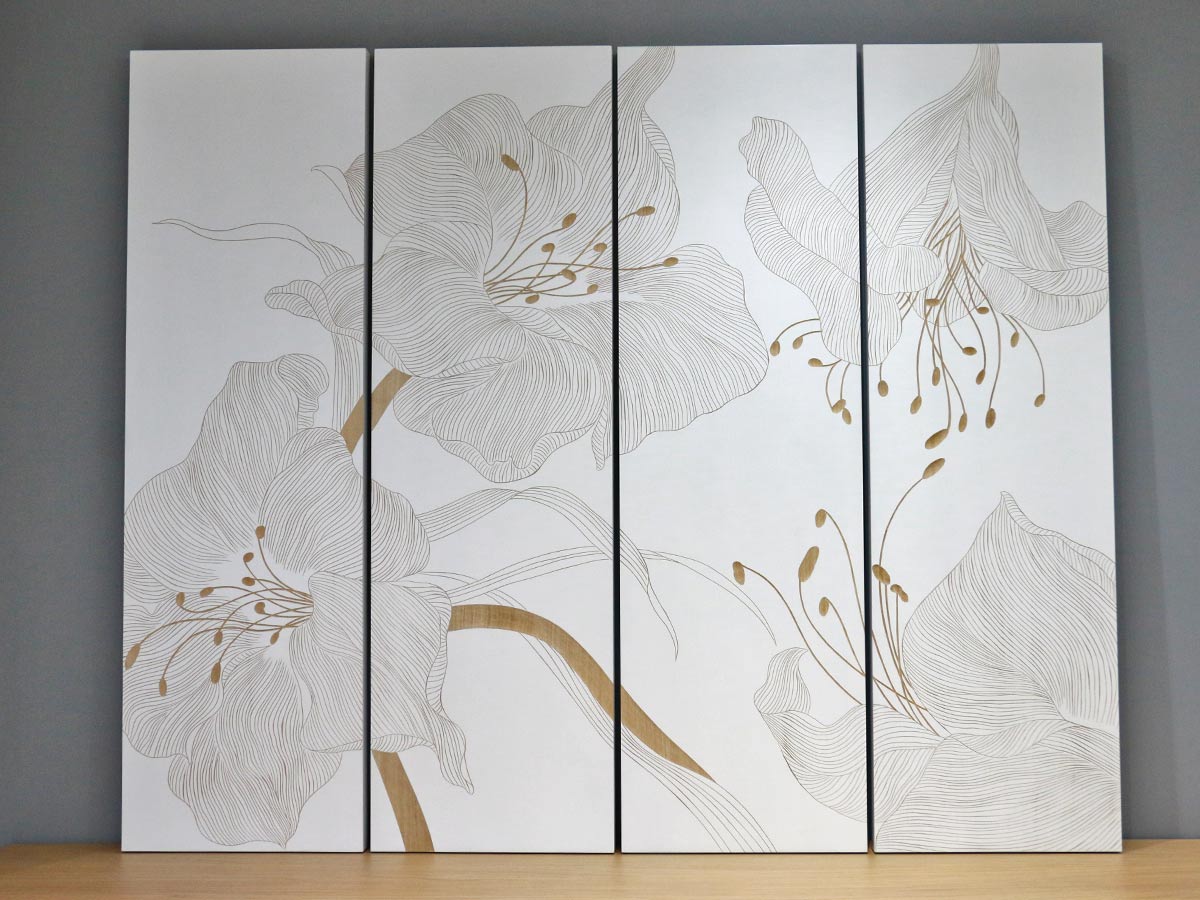 white handcrafted flowers 150x45x4cm (4pcs)