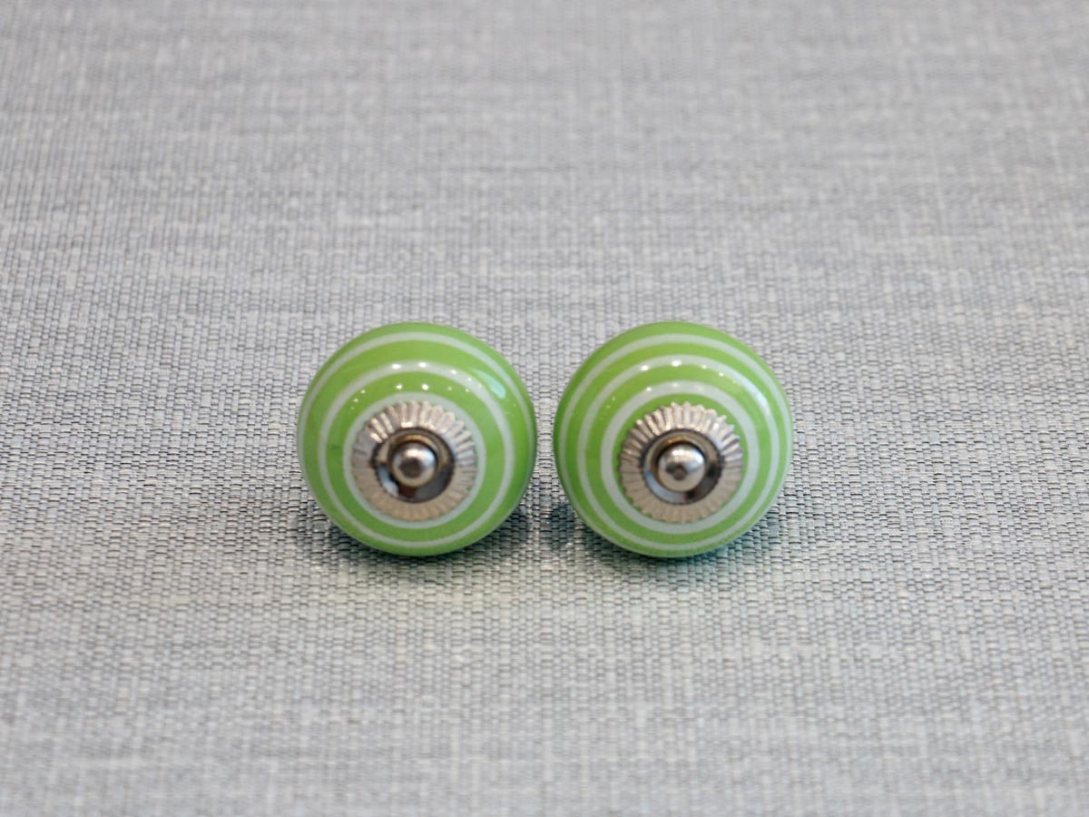 ceramic door knob with green circles (1pc)