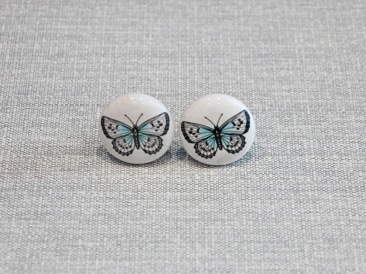 ceramic door knob butterfly (1pc)