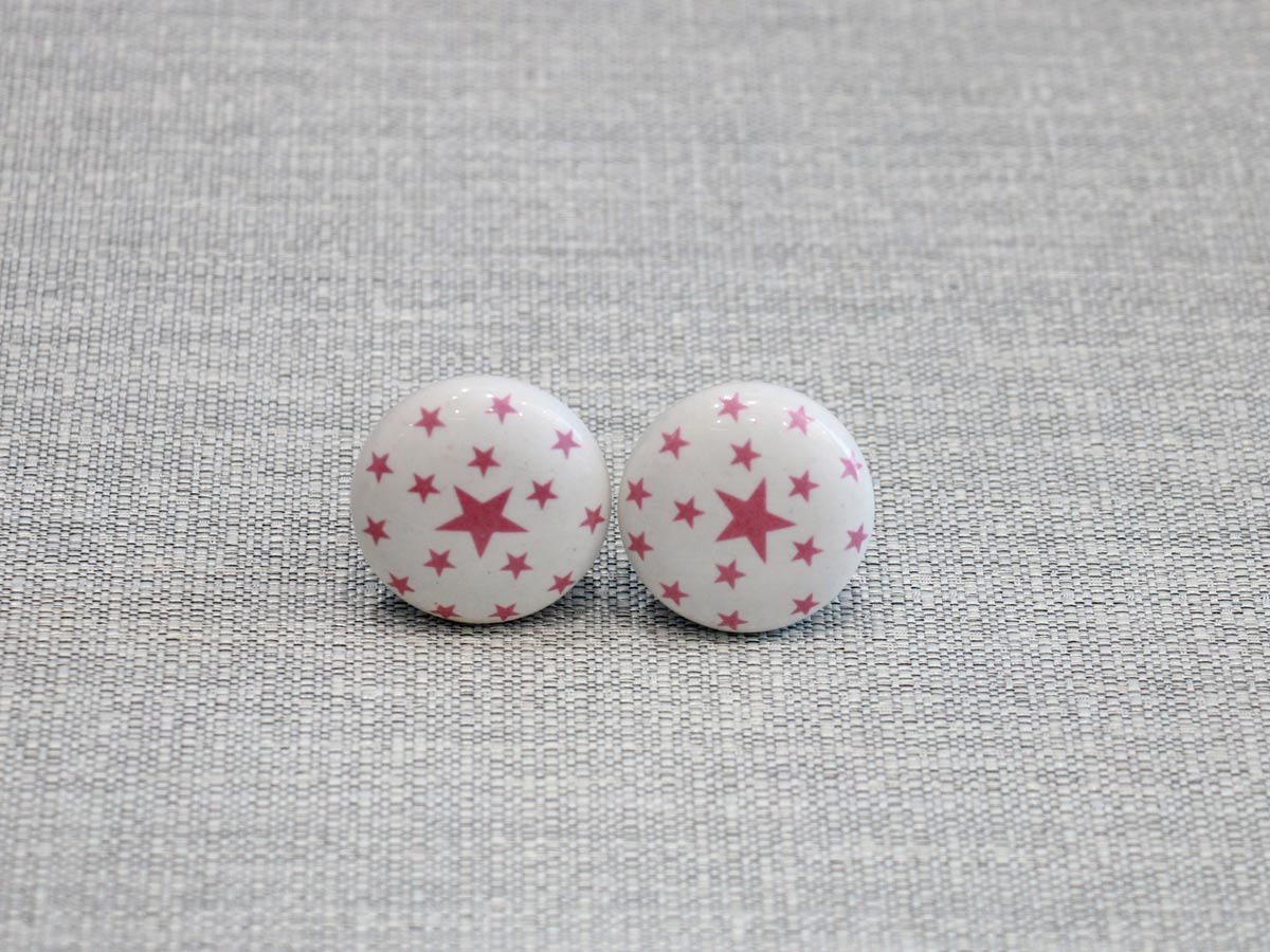 ceramic door knob with pink stars (1pc)