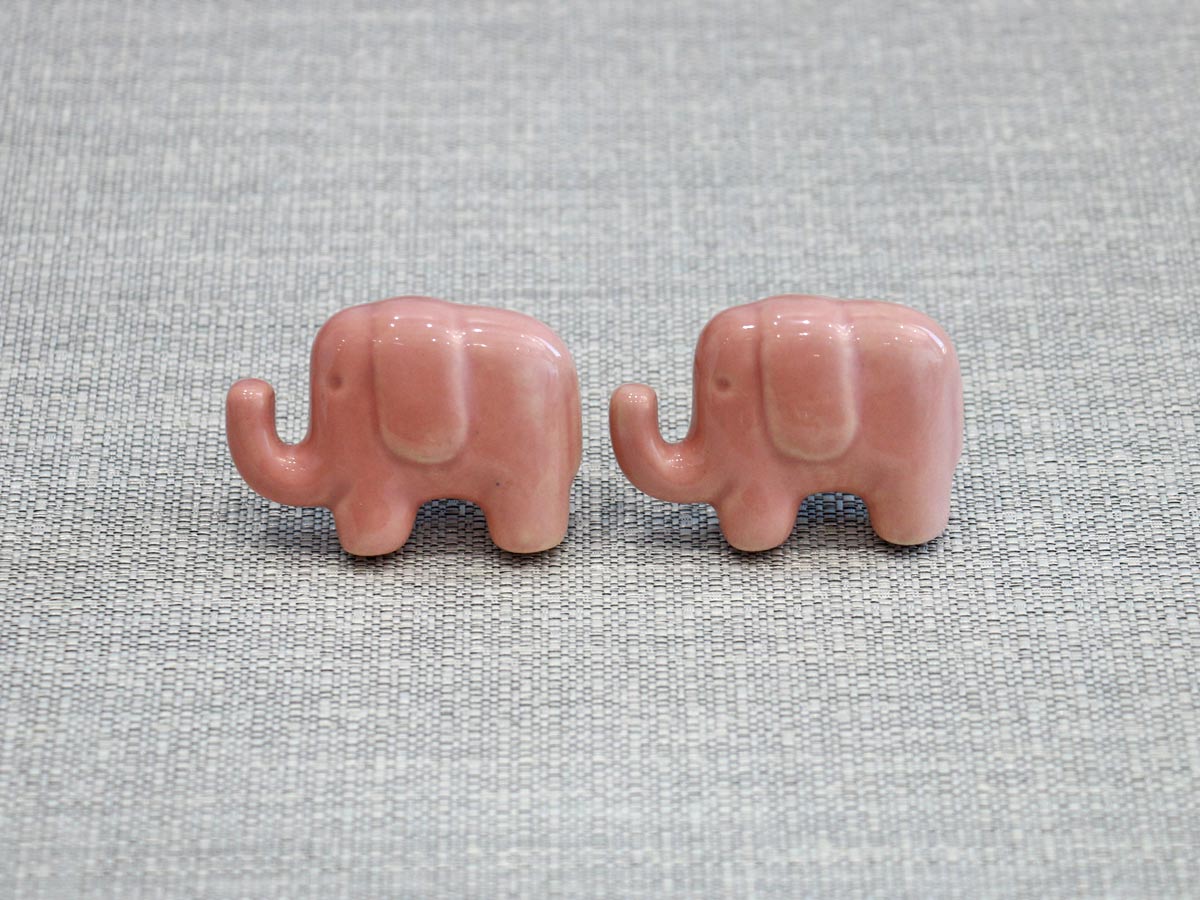 ceramic door knob elephant design pink (1pc)