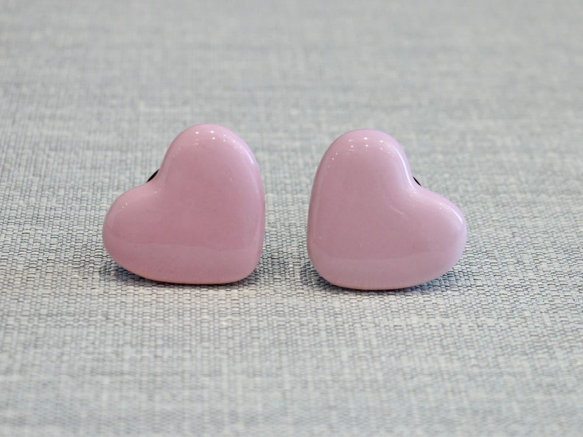 ceramic door knob heart design pink (1pc)