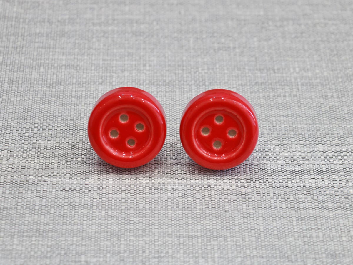 ceramic door knob button design red (1pc)