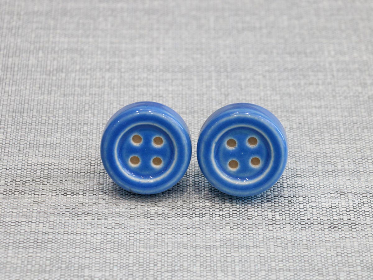 ceramic door knob button design blue (1pc)
