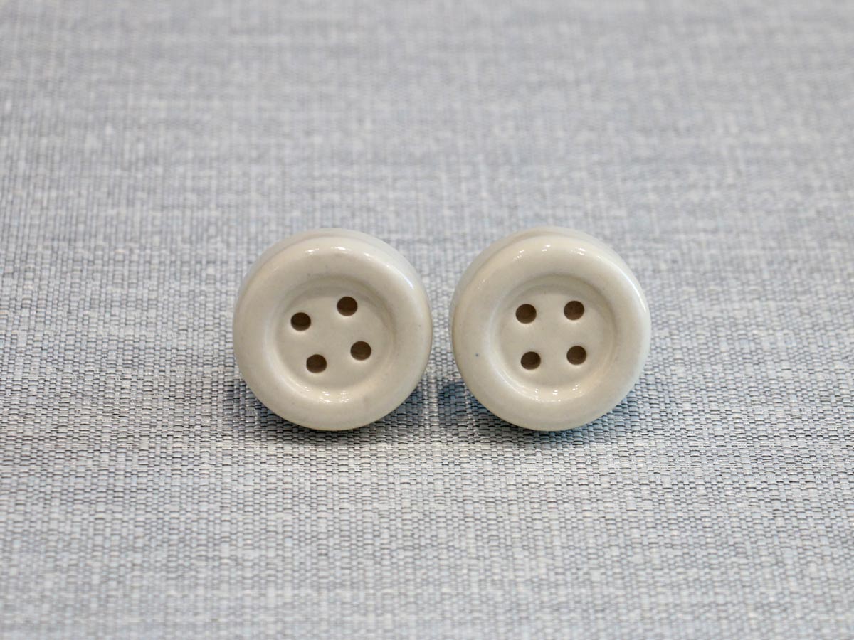 ceramic door knob button design white (1pc)