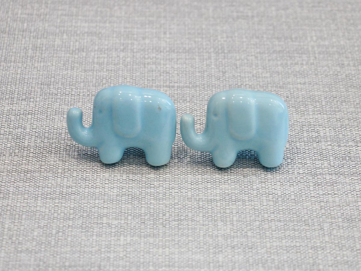 ceramic door knob elephant design blue (1pc)