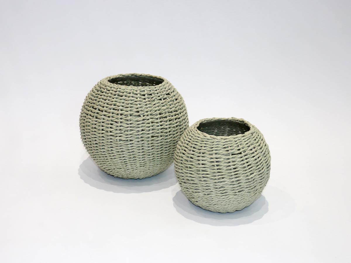 round glass vase covered with green bamboo large