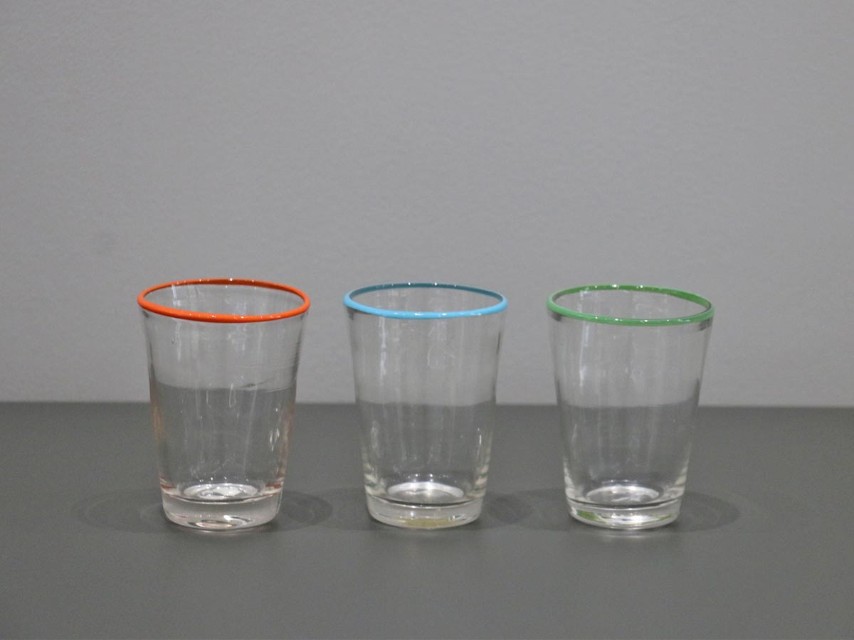 glass with green rim