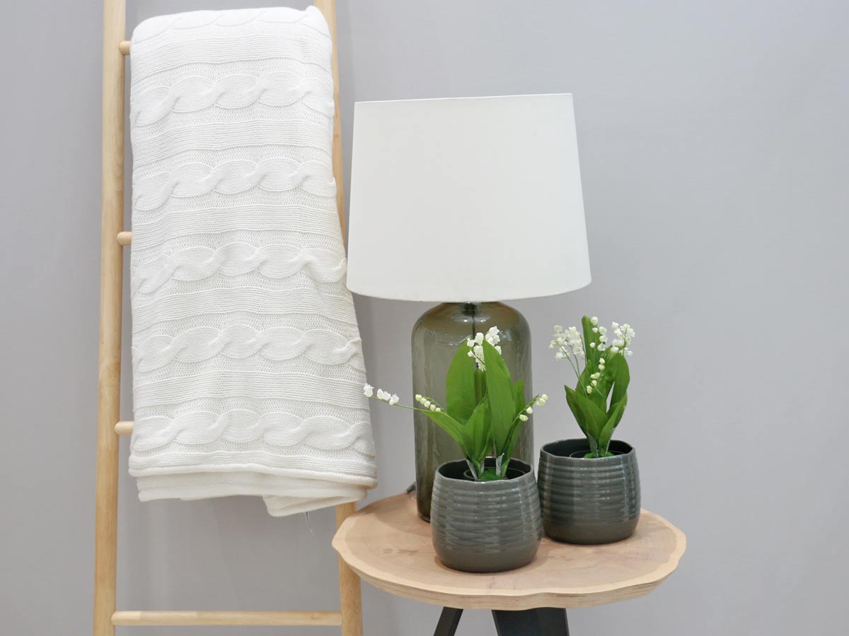 smokey grey glass lamp