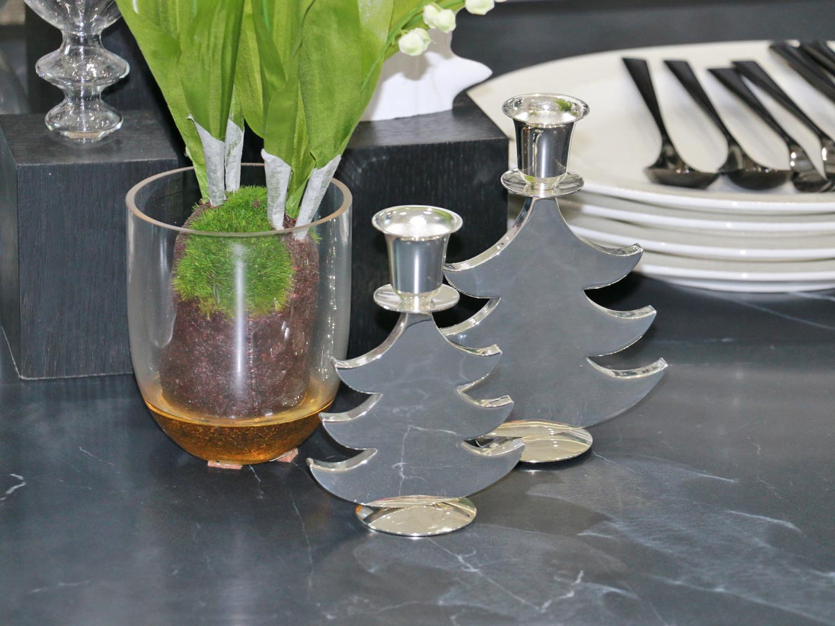 silver candle holder small