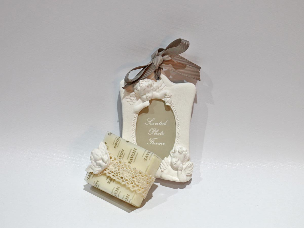 angel scented photo frame with blue design