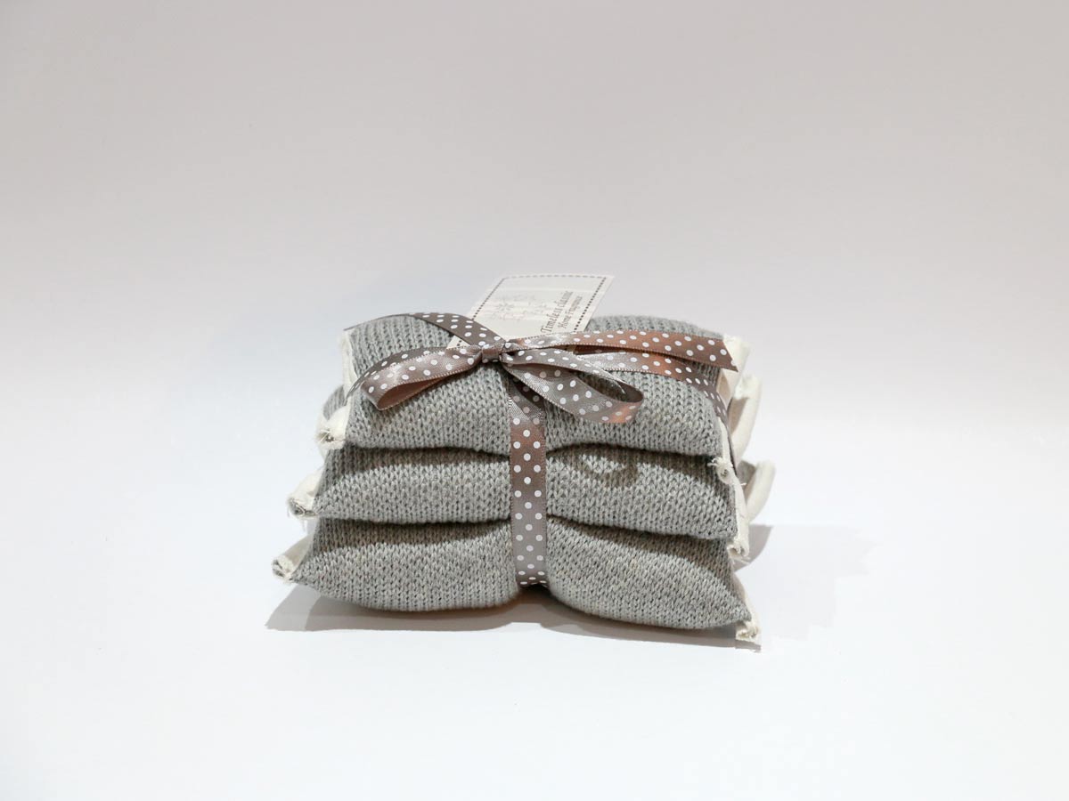 set of 3 scented grey wool bags