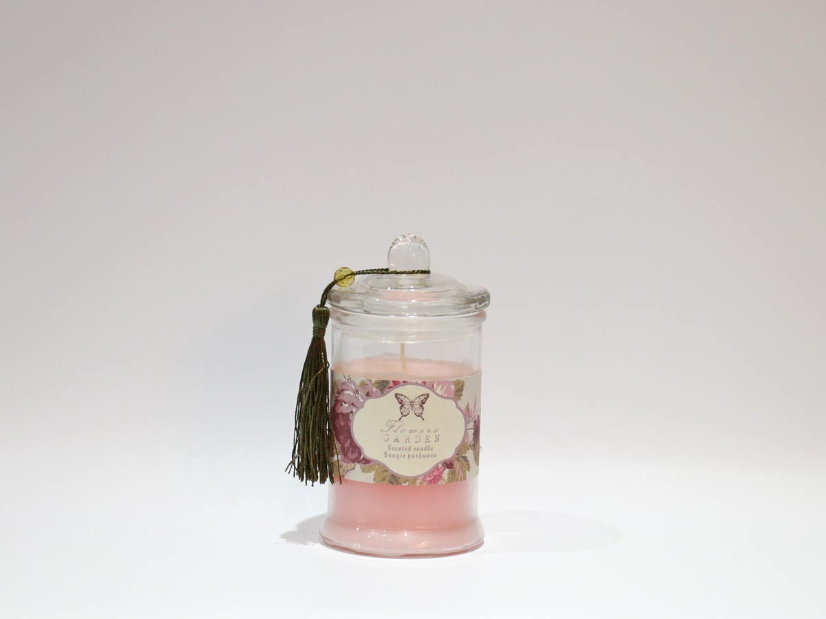 pink candle in jar rose collection