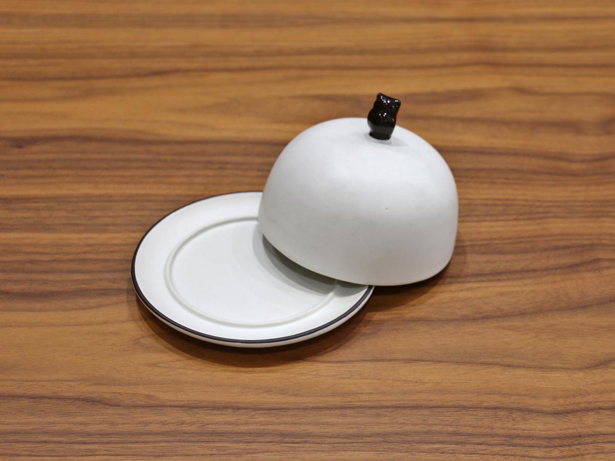 owl design covered butter plate