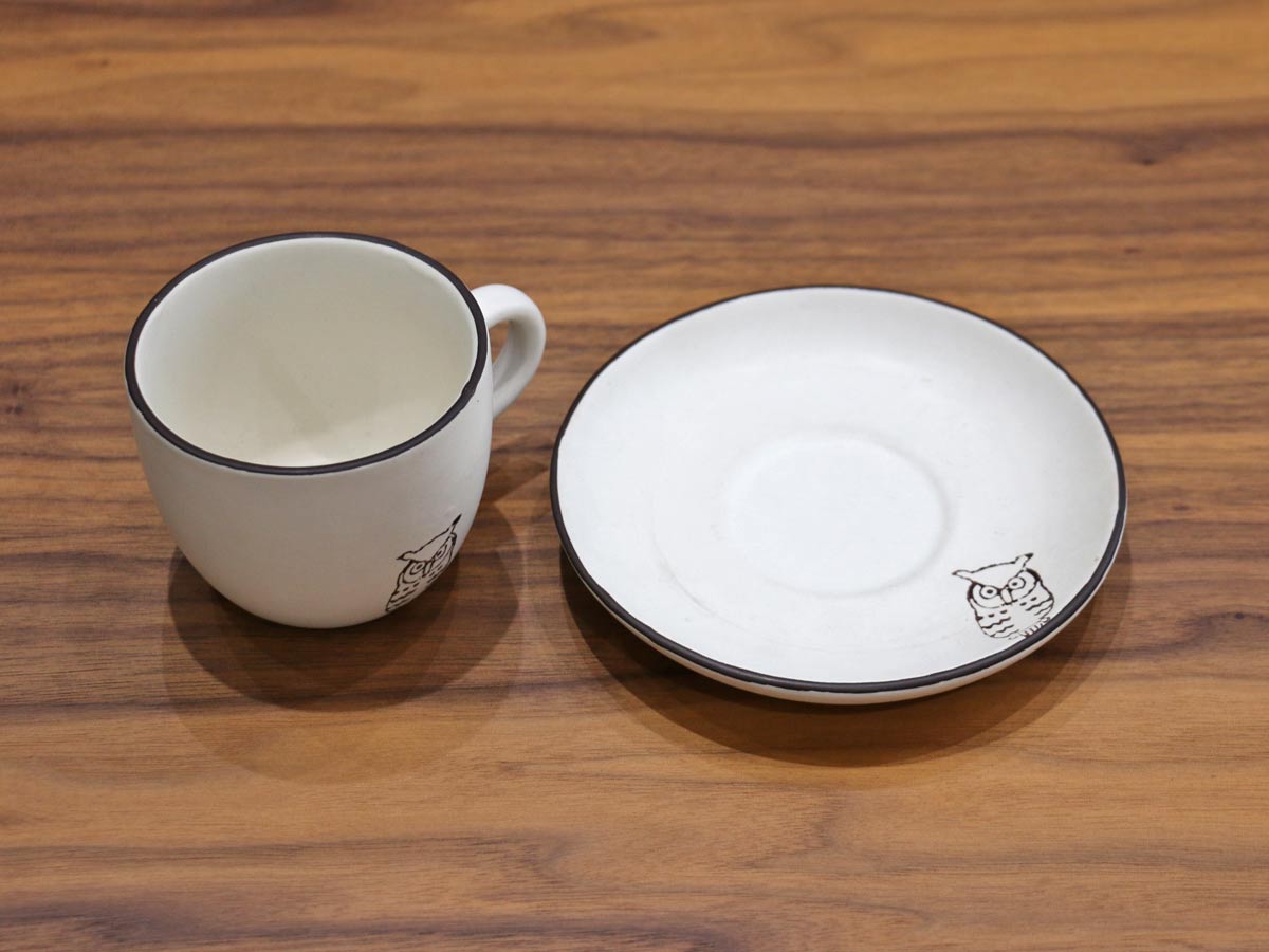 owl design teacup with plate